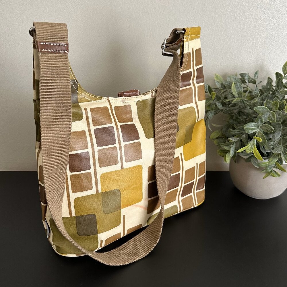 Orla Kiely Etc Midi Sling Bag GEOMETRIC SQUARES Crossbody Coated Canvas Purse